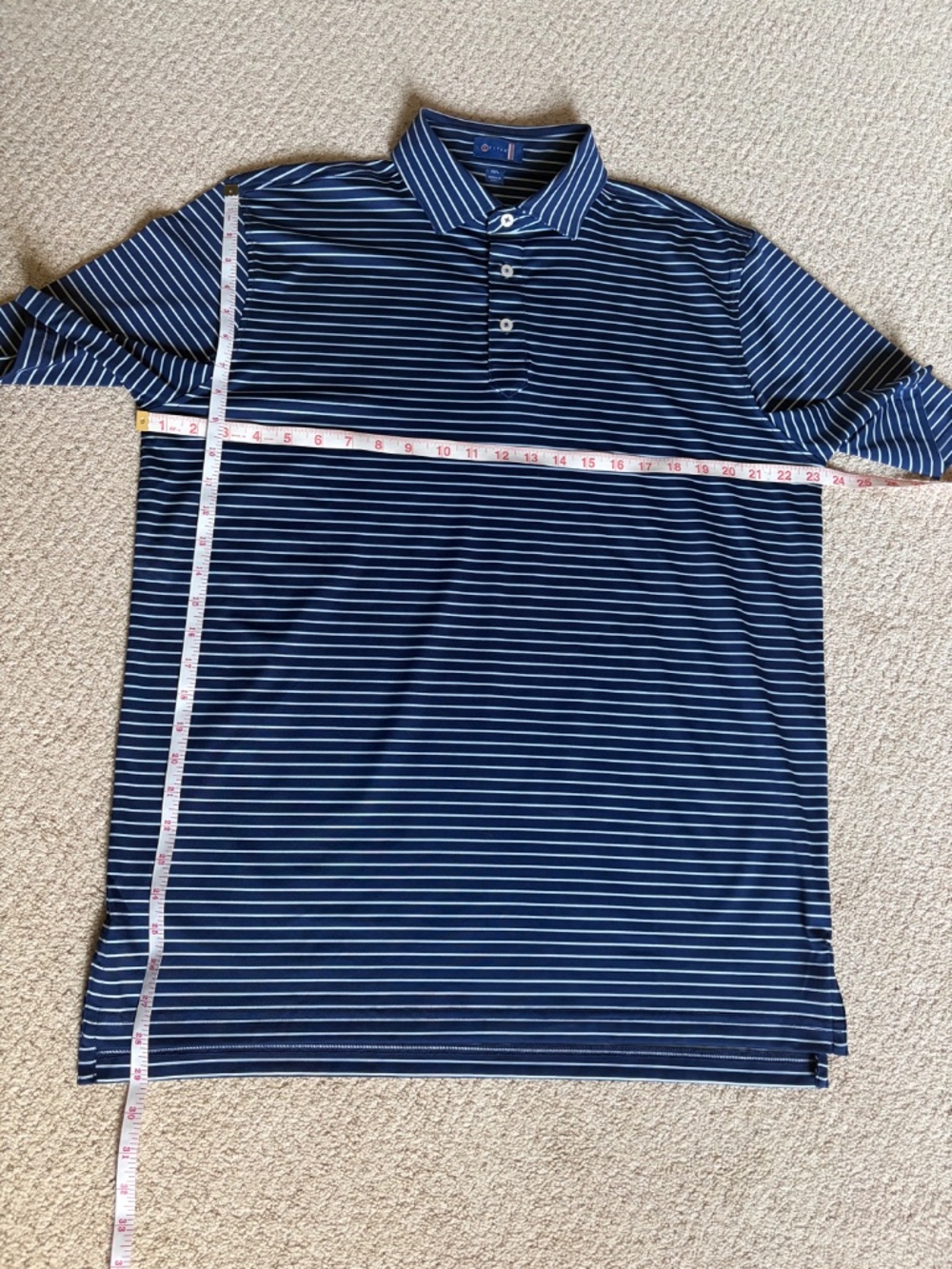 Stitch polo short sleeve shirt Bleeker Stripe M/L Navy Blue - Picture 6 of 13